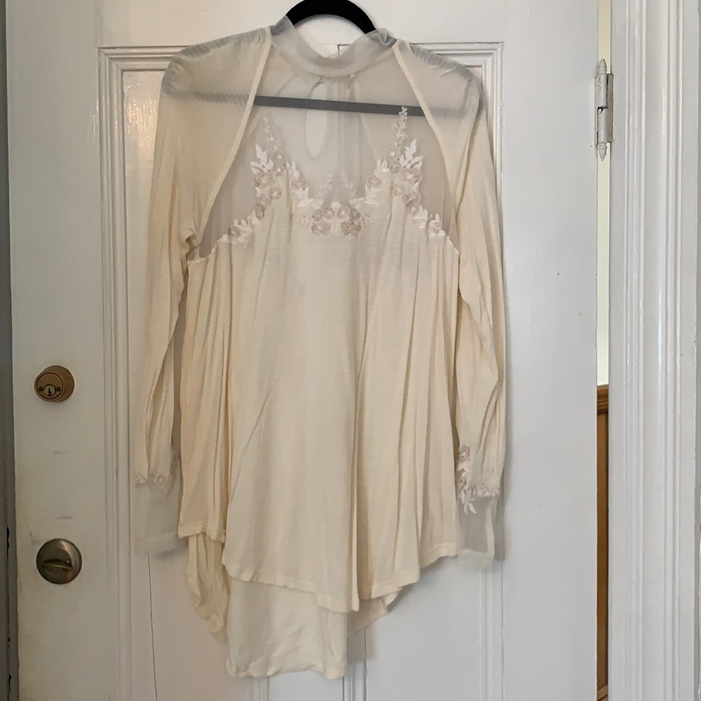 Cream free people blouse